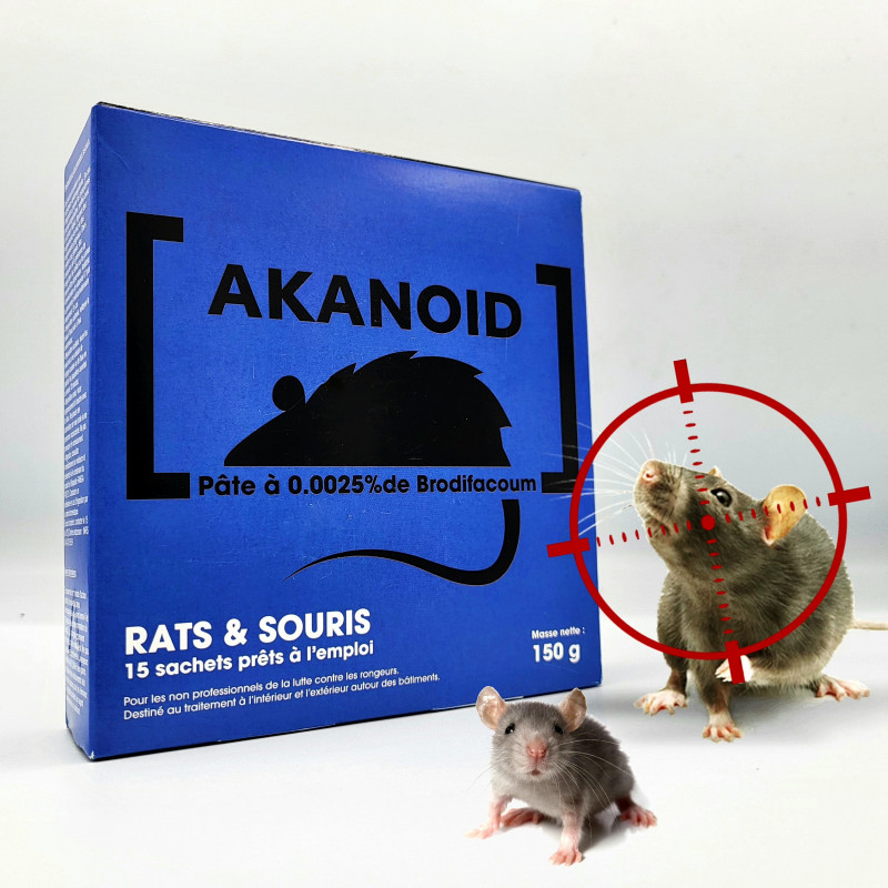 AKANOID, pâte raticide Brodifacoum efficace sur rats et souris