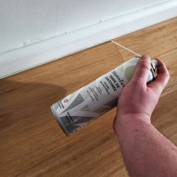 Application spray DIATOZEN au niveau d'une plinthe contre les poissons d'argent