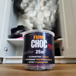 Fumigène anti mite textile FUMICHOC en action