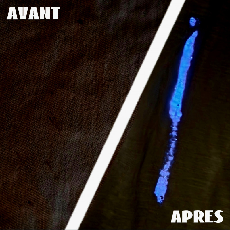 Révélation comparée d'une trace de sang grâce à Indic Punaise